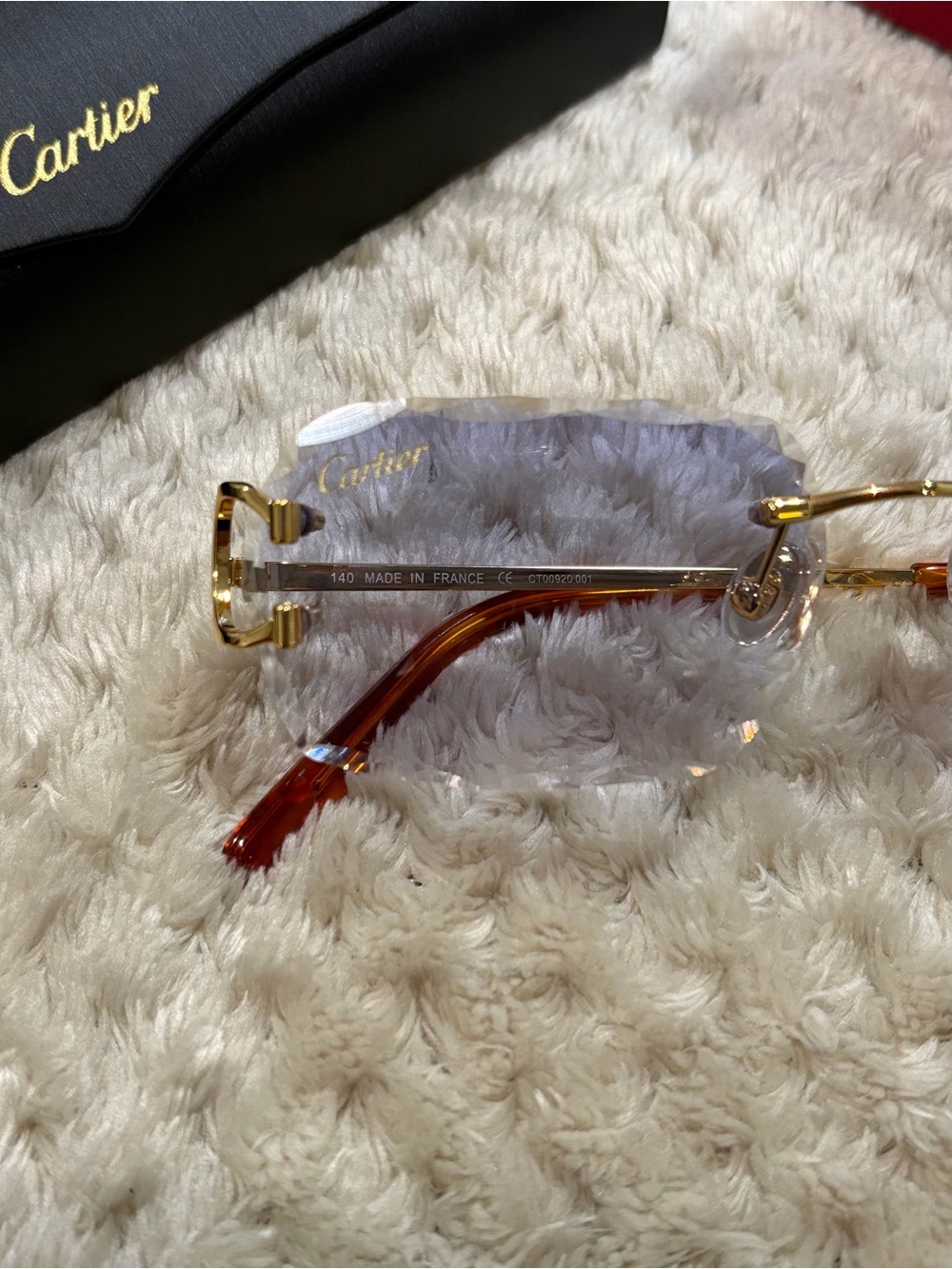 Cartier Gold Rimless Sunglasses with Gradient Gray Lenses - Picture 3 of 6